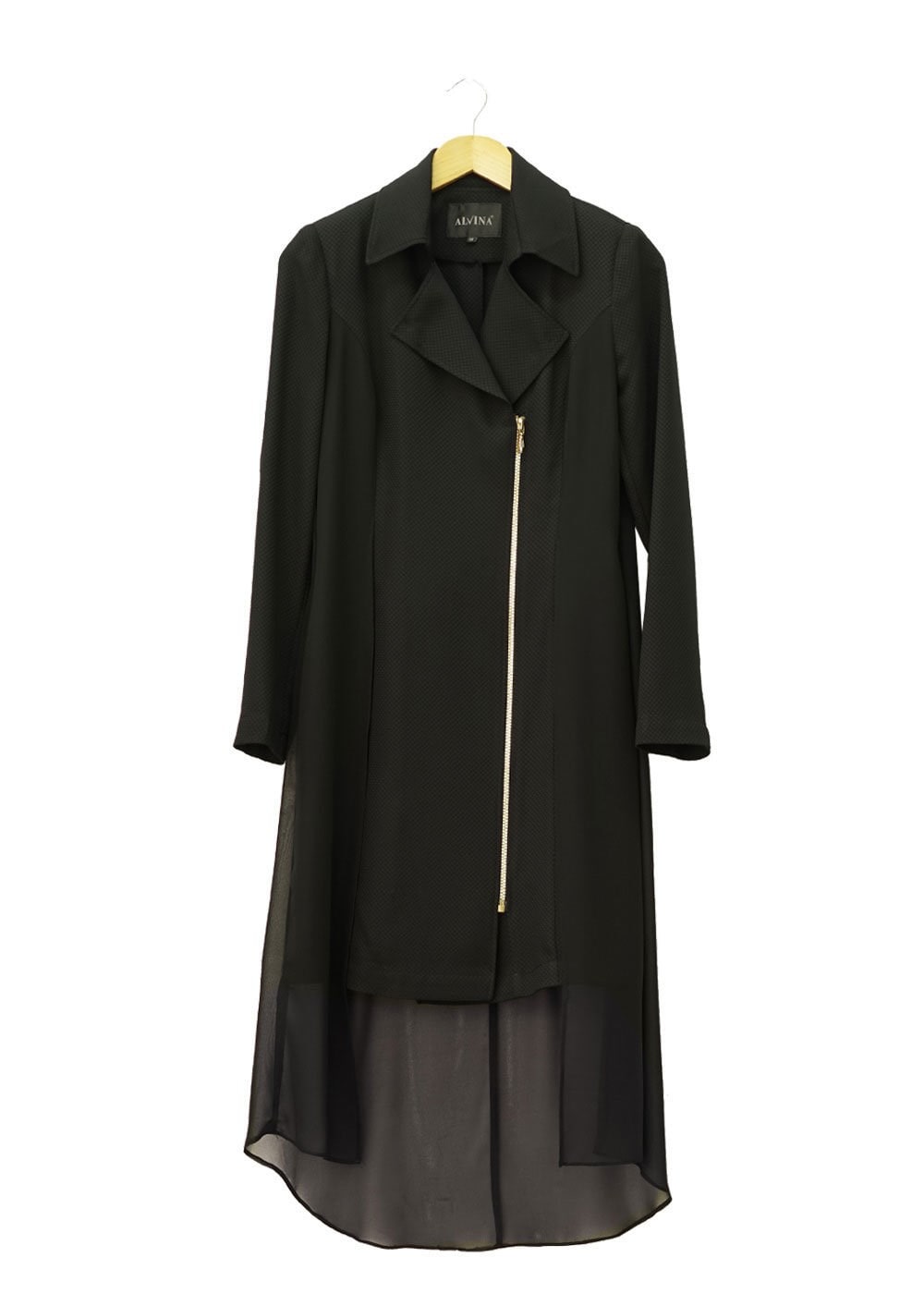 Tesettür giyim SİYAH TÜL DETAYLI TRENÇKOT 1446