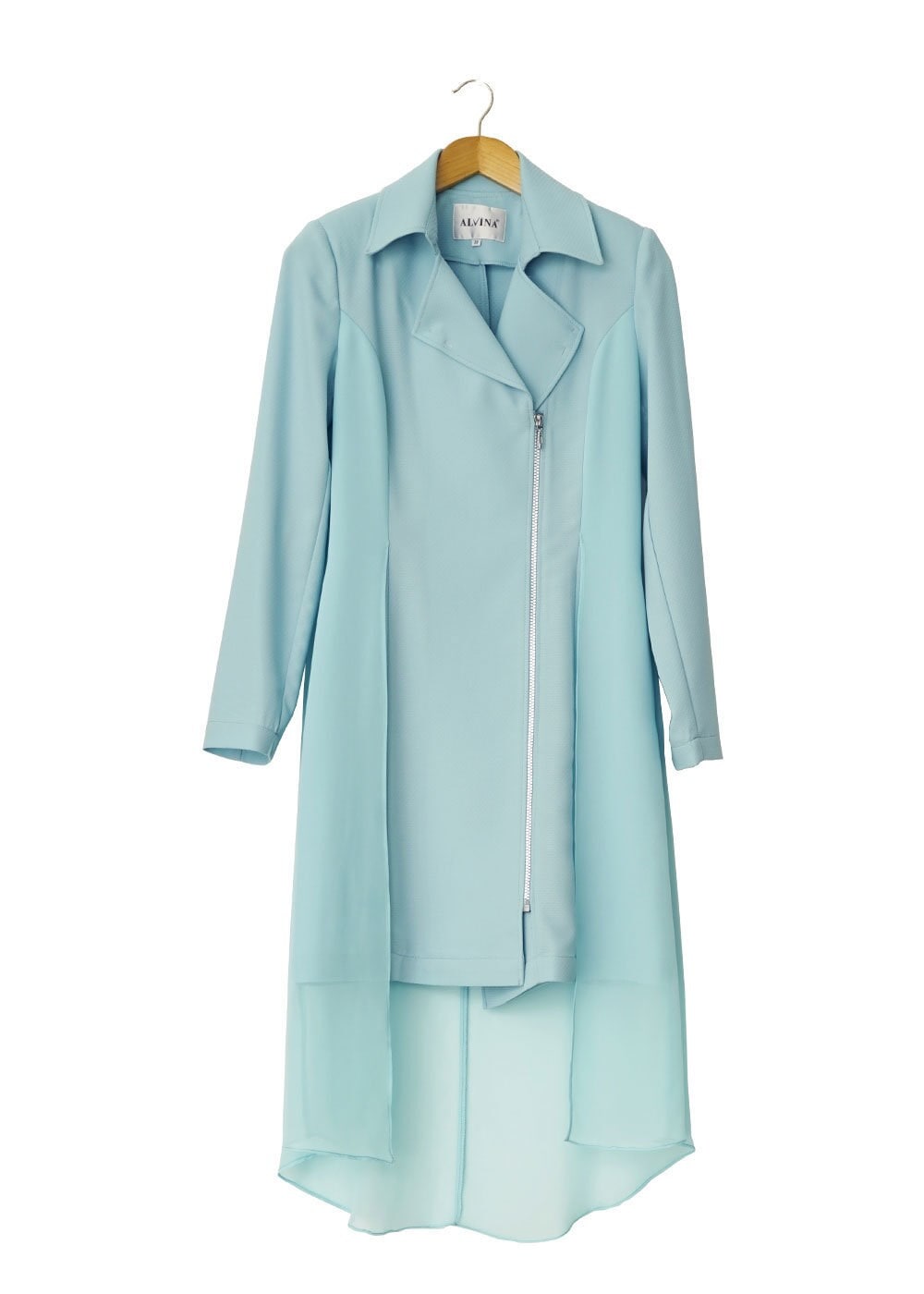 Tesettür giyim YEŞİL TÜL DETAYLI TRENÇKOT 1446