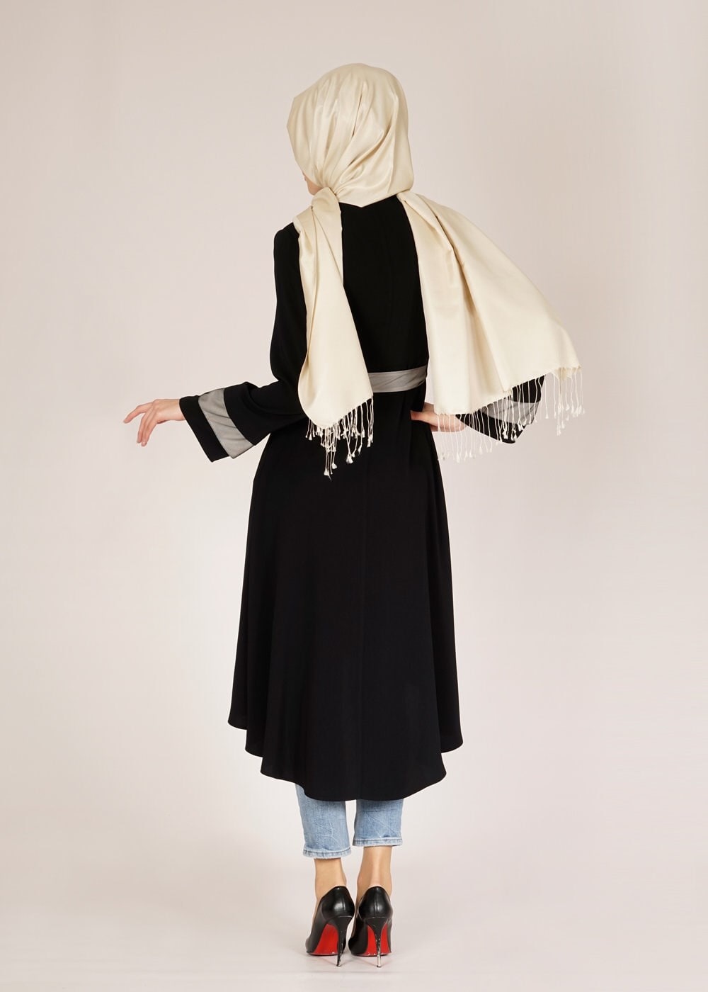 Tesettür giyim SİYAH 1448 Virona Tesettür Trench