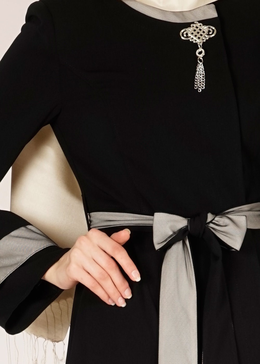 Tesettür giyim SİYAH 1448 Virona Tesettür Trench