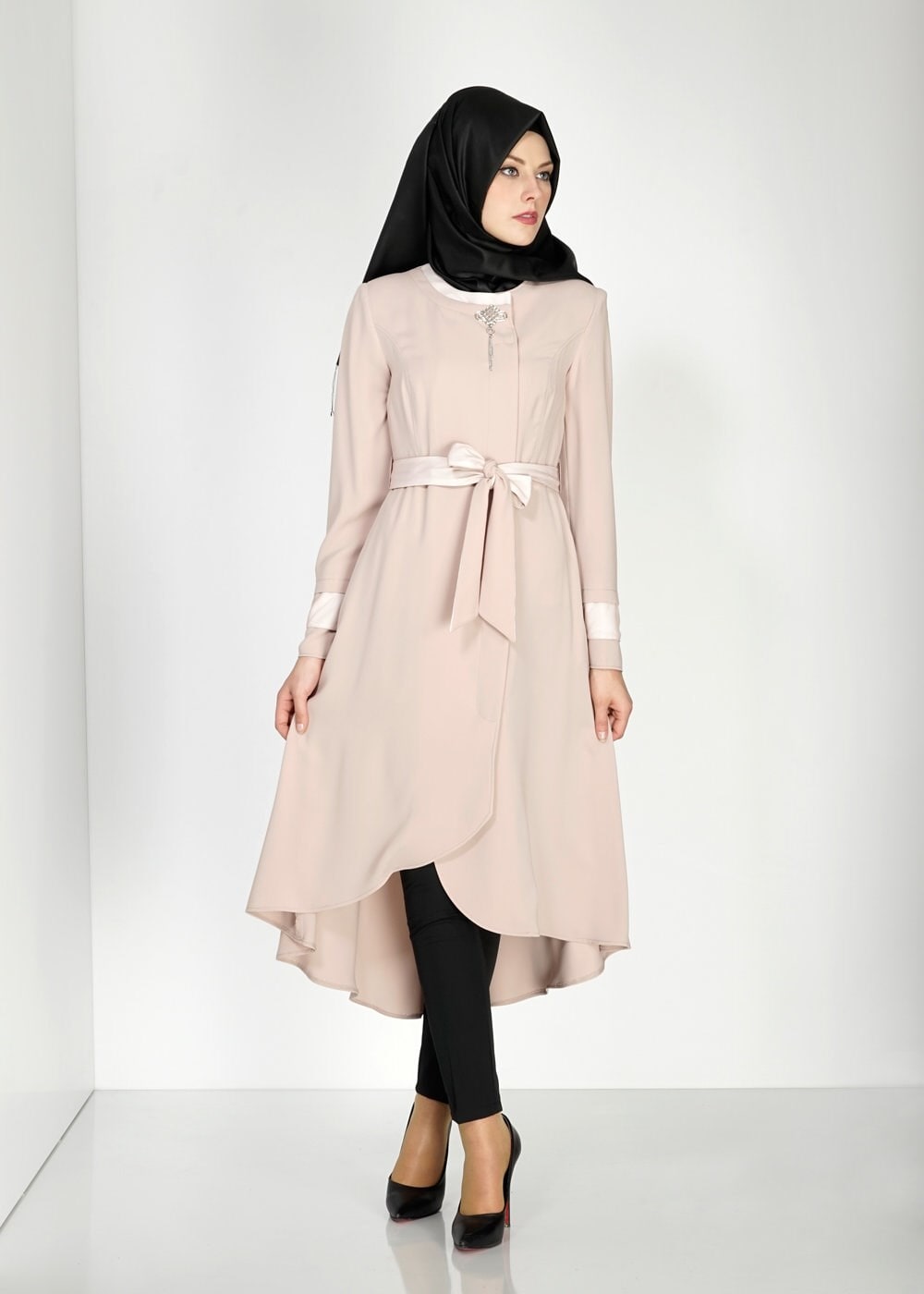Tesettür giyim BEJ 1448 Virona Tesettür Trench