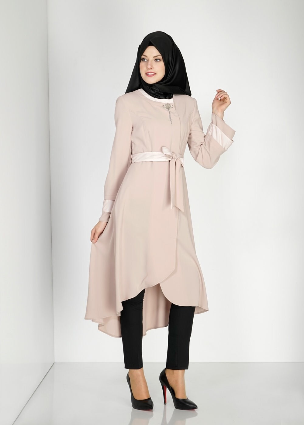 Tesettür giyim BEJ 1448 Virona Tesettür Trench