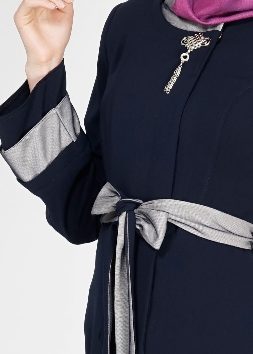 Tesettür giyim LACİVERT 1448 Virona Tesettür Trench