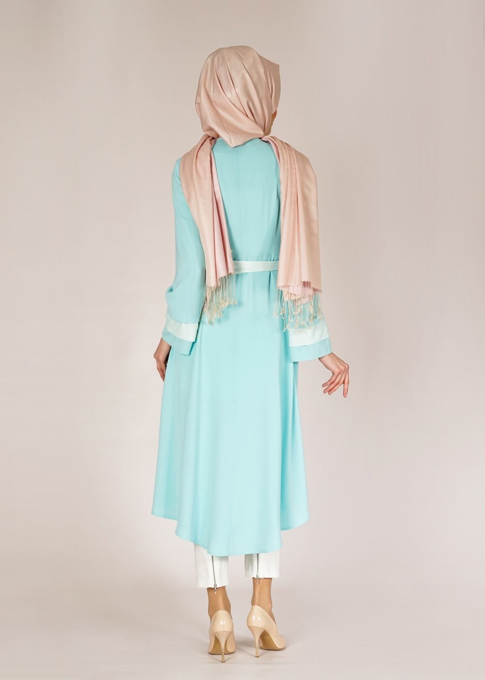 Tesettür giyim YEŞİL 1448 Virona Tesettür Trench