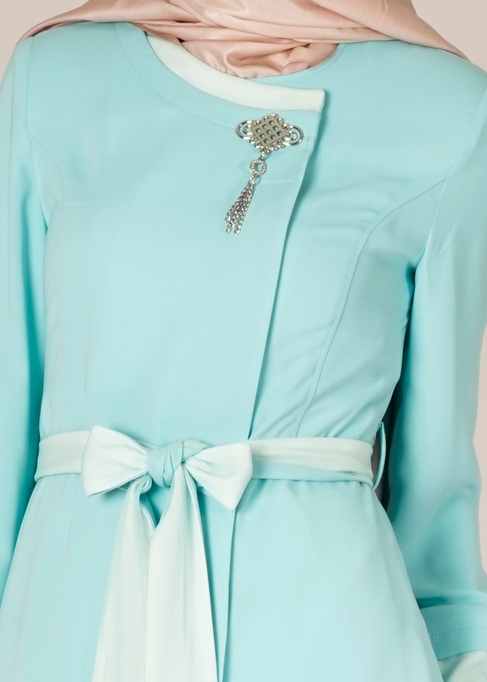 Tesettür giyim YEŞİL 1448 Virona Tesettür Trench