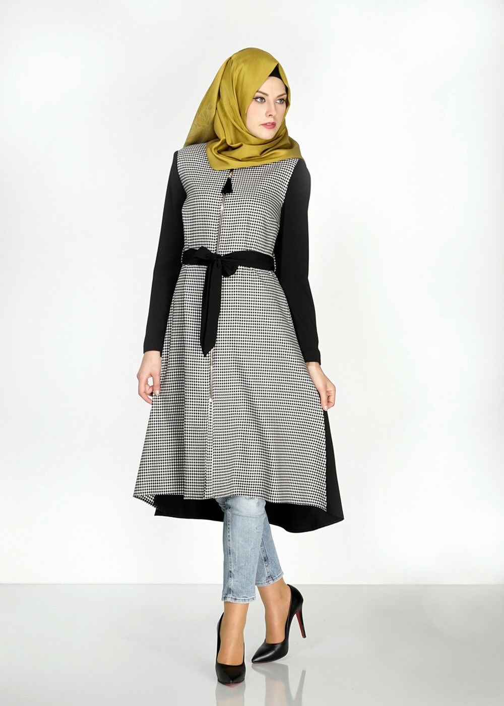 Tesettür giyim SİYAH 1449 Farah Tesettür Trench