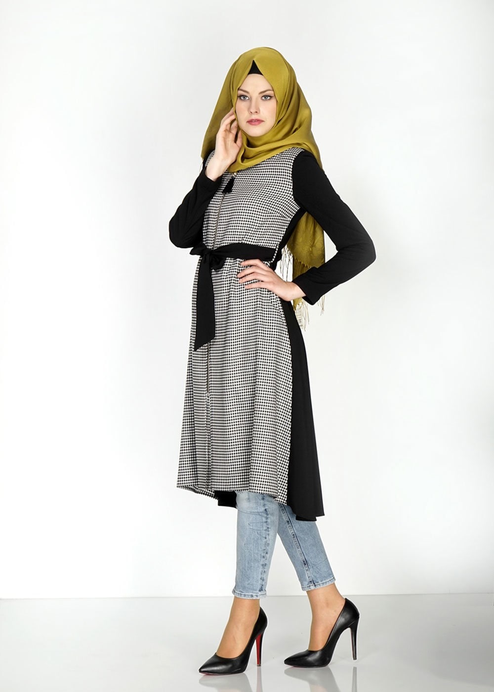 Tesettür giyim SİYAH 1449 Farah Tesettür Trench