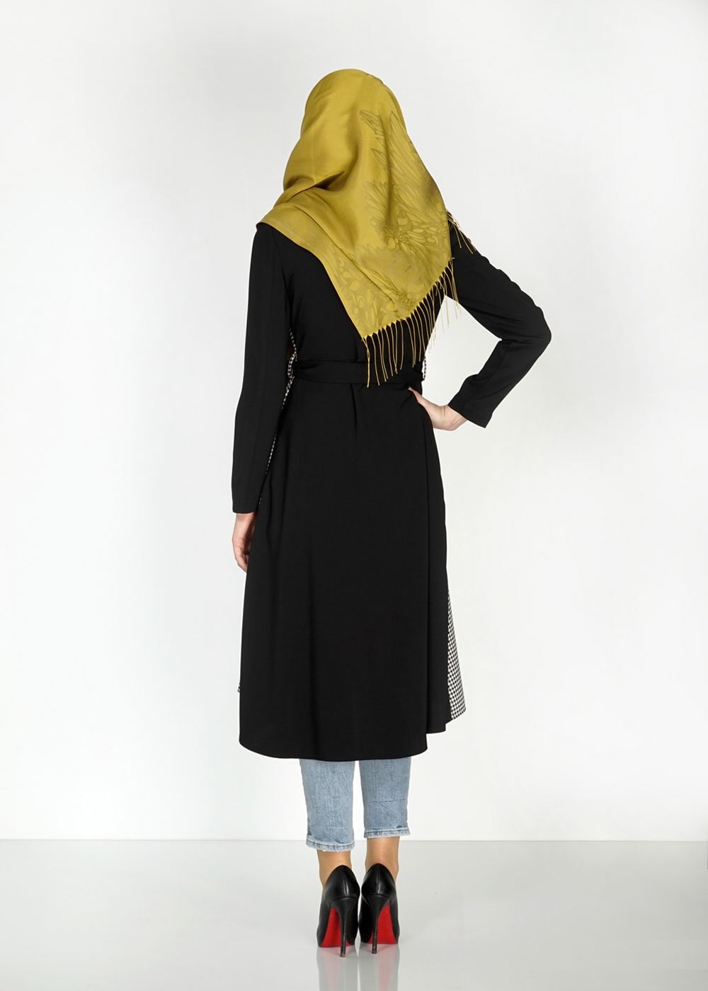 Tesettür giyim SİYAH 1449 Farah Tesettür Trench