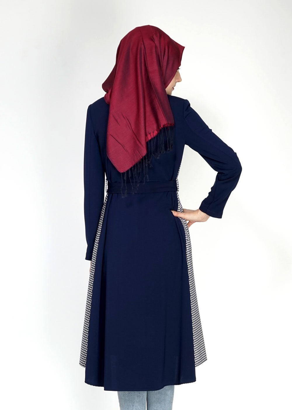 Tesettür giyim LACİVERT 1449 Farah Tesettür Trench