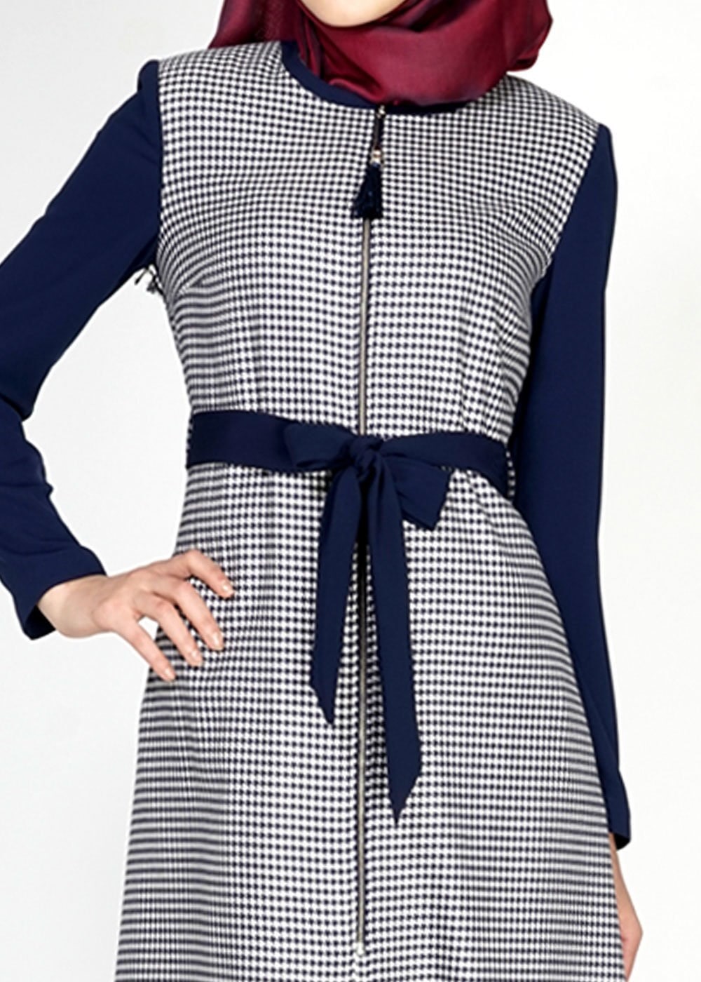 Tesettür giyim LACİVERT 1449 Farah Tesettür Trench