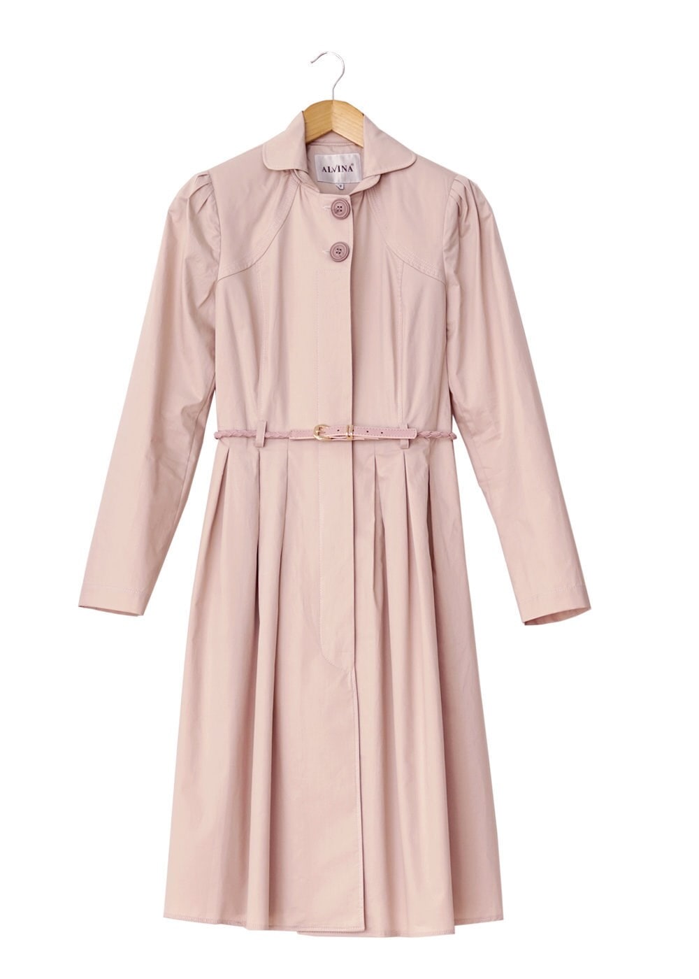 Tesettür giyim PUDRA DÜĞME DETAYLI TRENÇKOT 1451