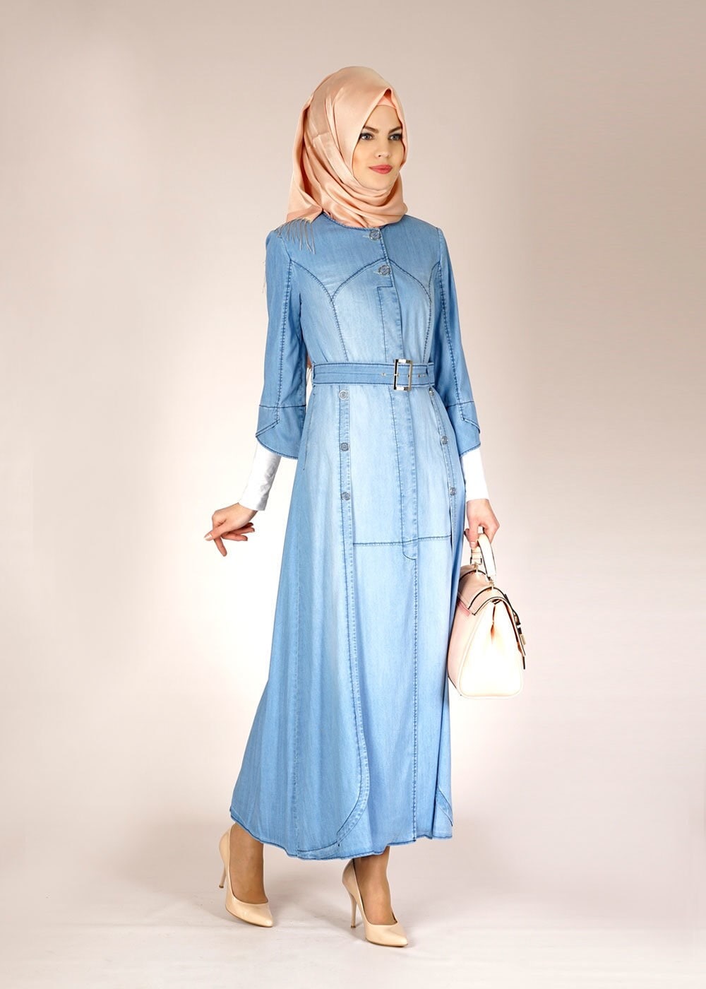 Tesettür giyim MAVİ 1459 MİRO 2079 PARDESÜ 38/46