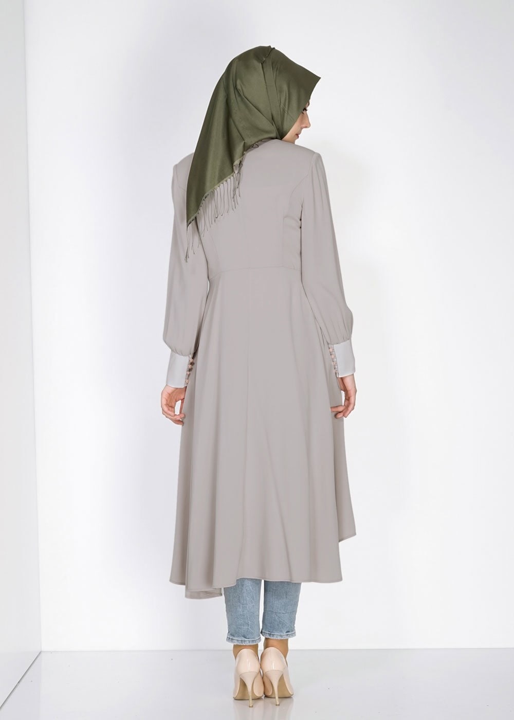 Tesettür giyim BEJ 1464 Farah 6288 Tesettür Trench