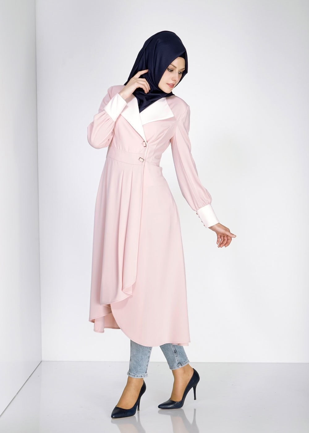 Tesettür giyim PUDRA 1464 Farah 6288 Tesettür Trench
