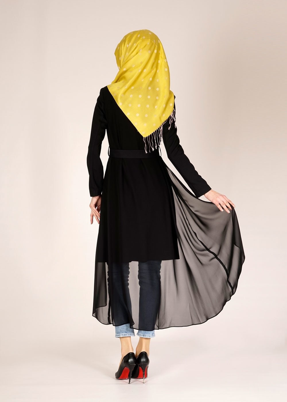 Tesettür giyim SİYAH 1466 NAZENİN 5960 TRENCH 38/44