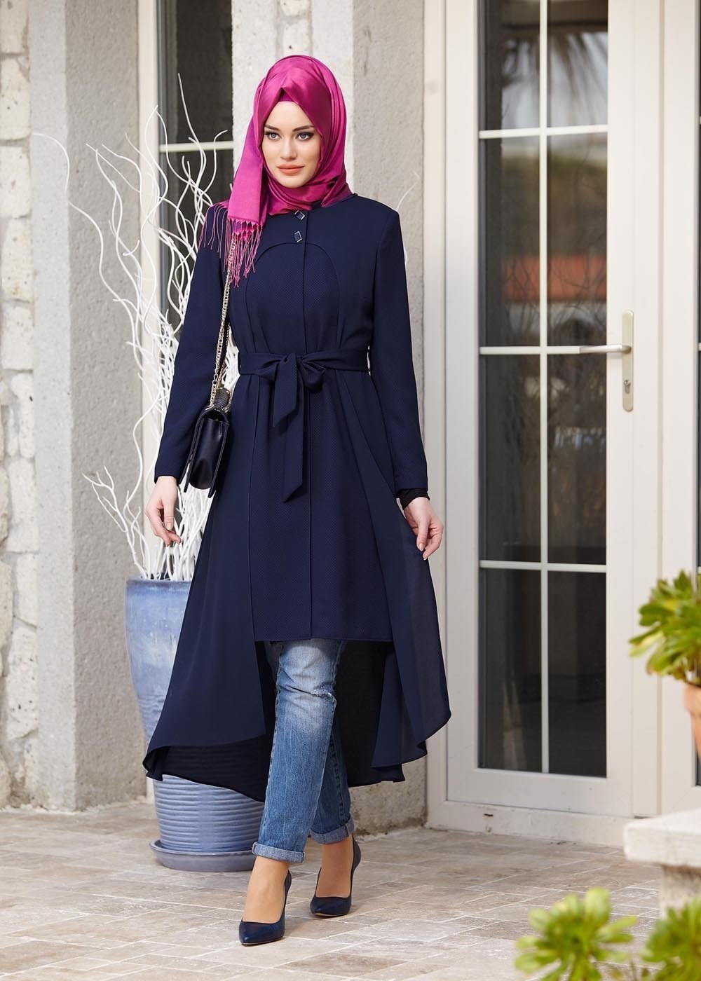 Tesettür giyim LACİVERT 1466 NAZENİN 5960 TRENCH 38/44