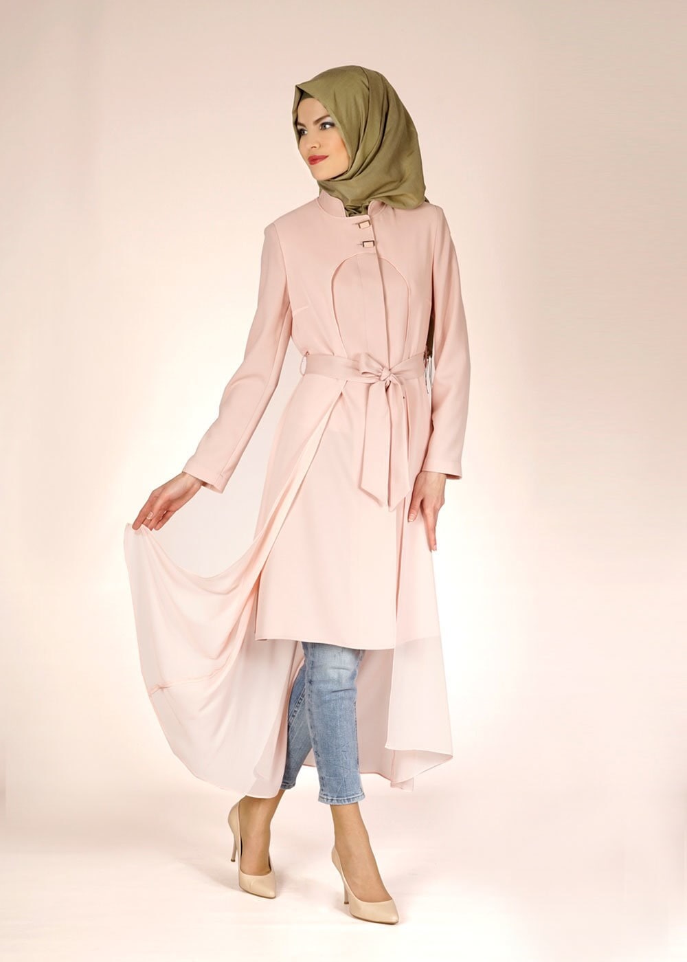 Tesettür giyim PUDRA 1466 NAZENİN 5960 TRENCH 38/44