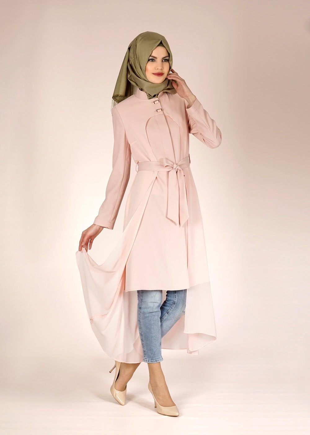 Tesettür giyim PUDRA 1466 NAZENİN 5960 TRENCH 38/44