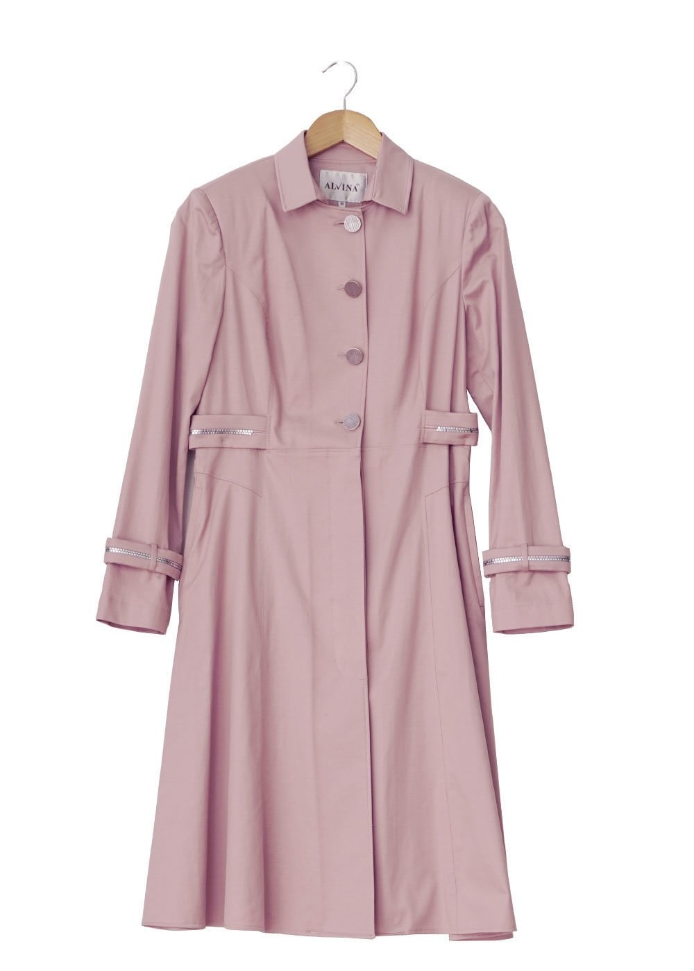 Tesettür giyim PUDRA FERMUAR DETAYLI DÜĞMELİ TRENÇKOT 1468