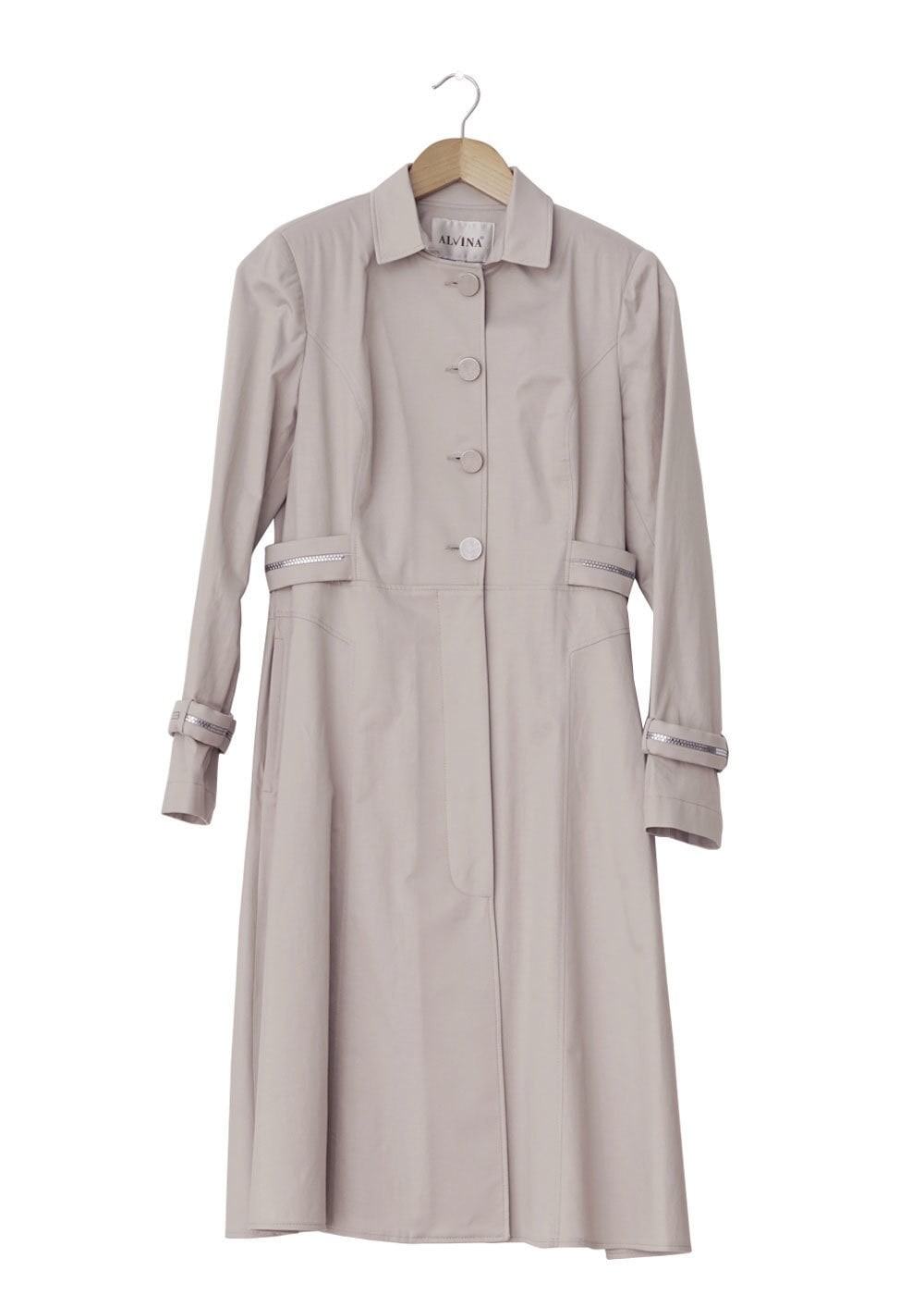 Tesettür giyim BEJ FERMUAR DETAYLI DÜĞMELİ TRENÇKOT 1468