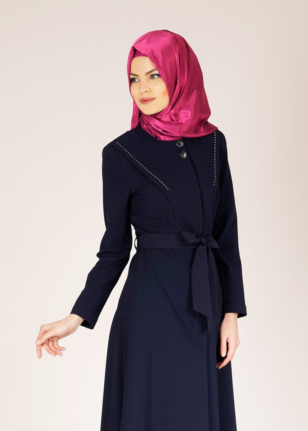 Tesettür giyim LACİVERT 1484 GOFRET-2 TRENCH 38/46 TEK38