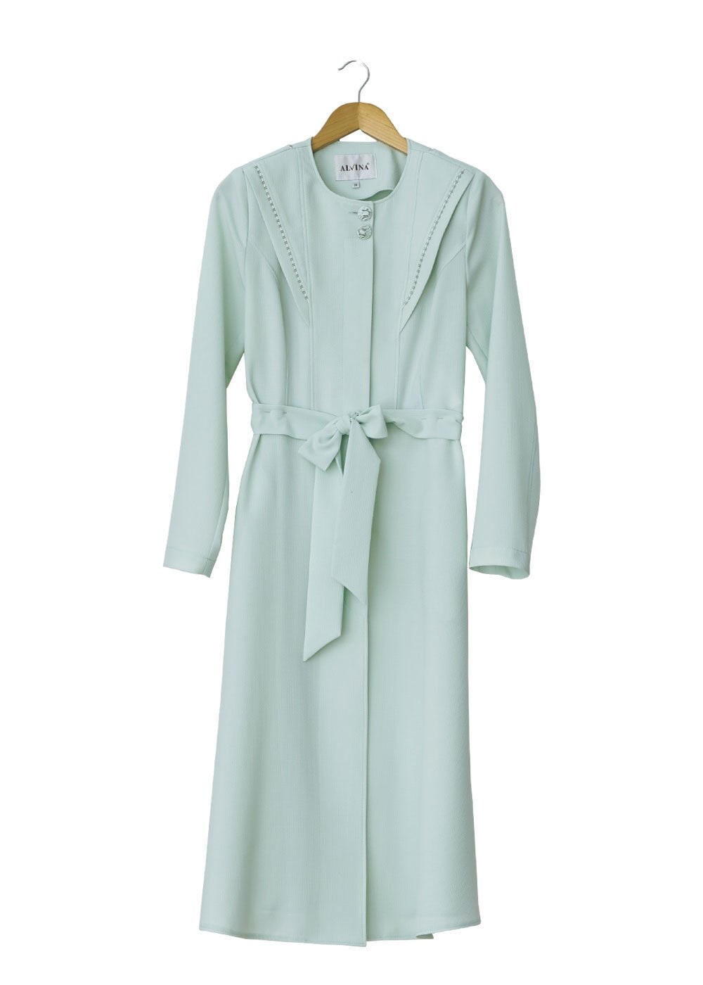 Tesettür giyim YEŞİL 1484 GOFRET-2 TRENCH 38/46 TEK38