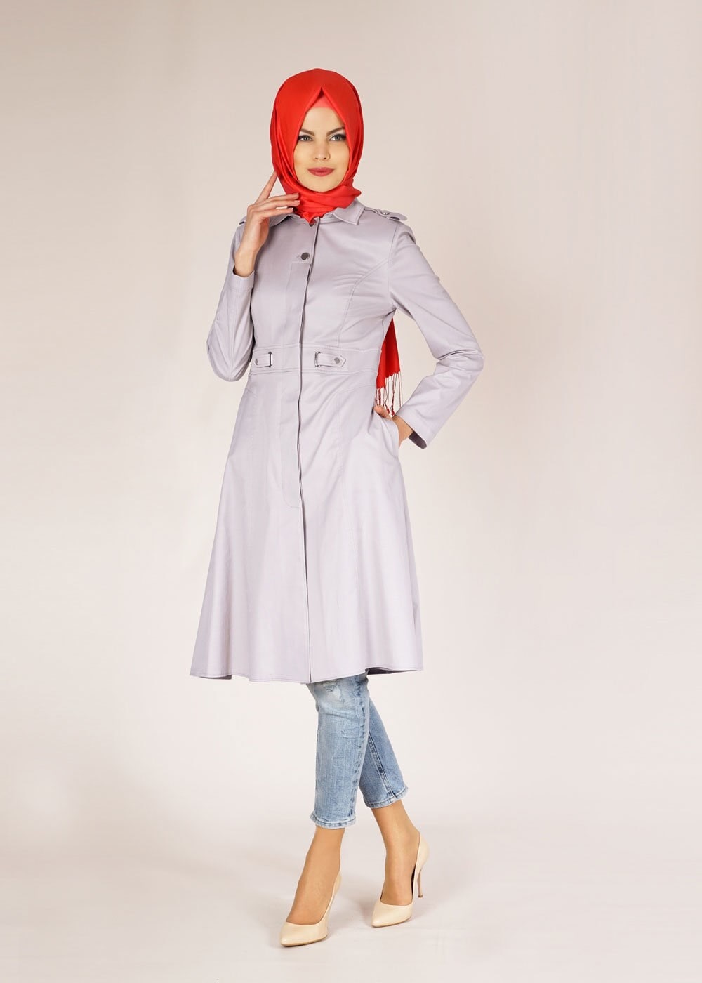 Tesettür giyim BEJ 1488 Beste Tesettür Trench
