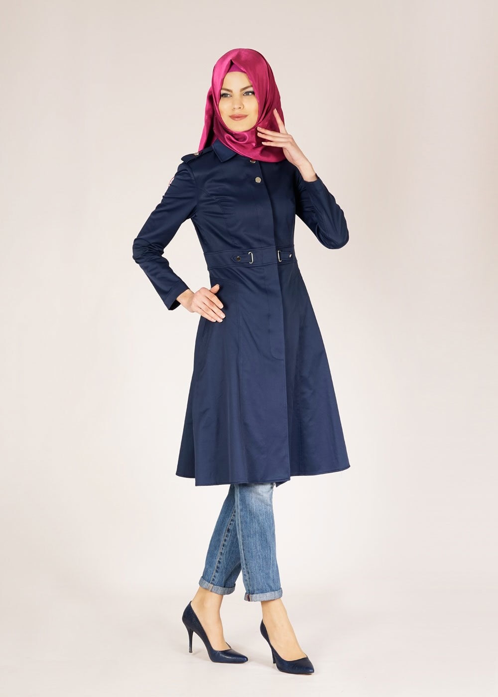 Tesettür giyim LACİVERT 1488 Beste Tesettür Trench