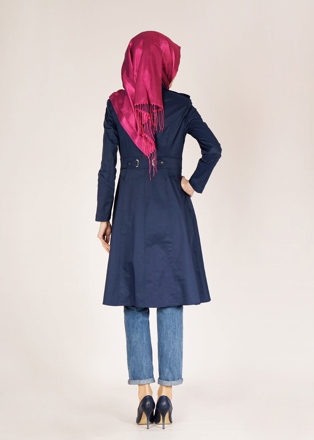 Tesettür giyim LACİVERT 1488 Beste Tesettür Trench