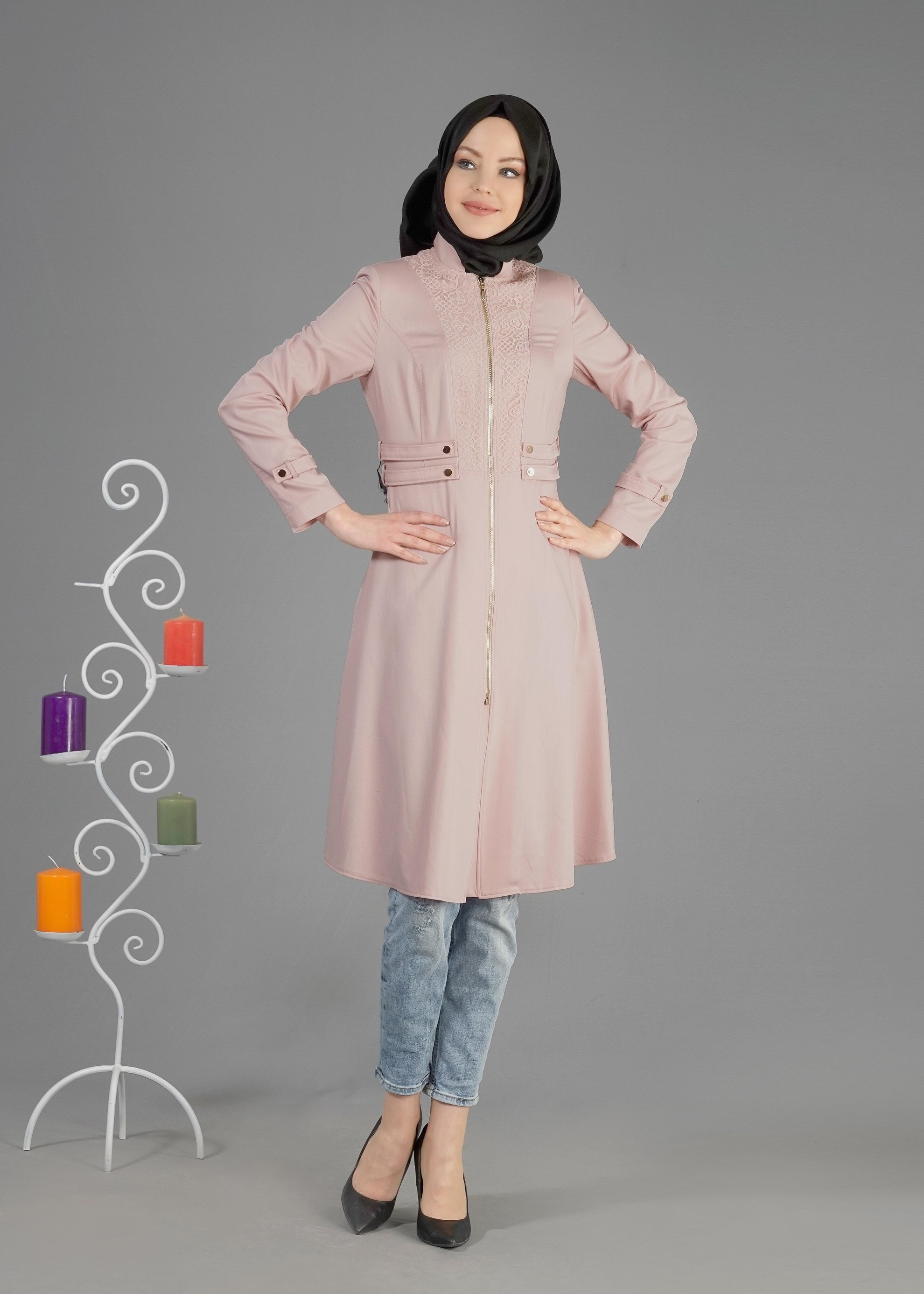 Tesettür giyim PUDRA 1503 Summer Tesettür Trenc