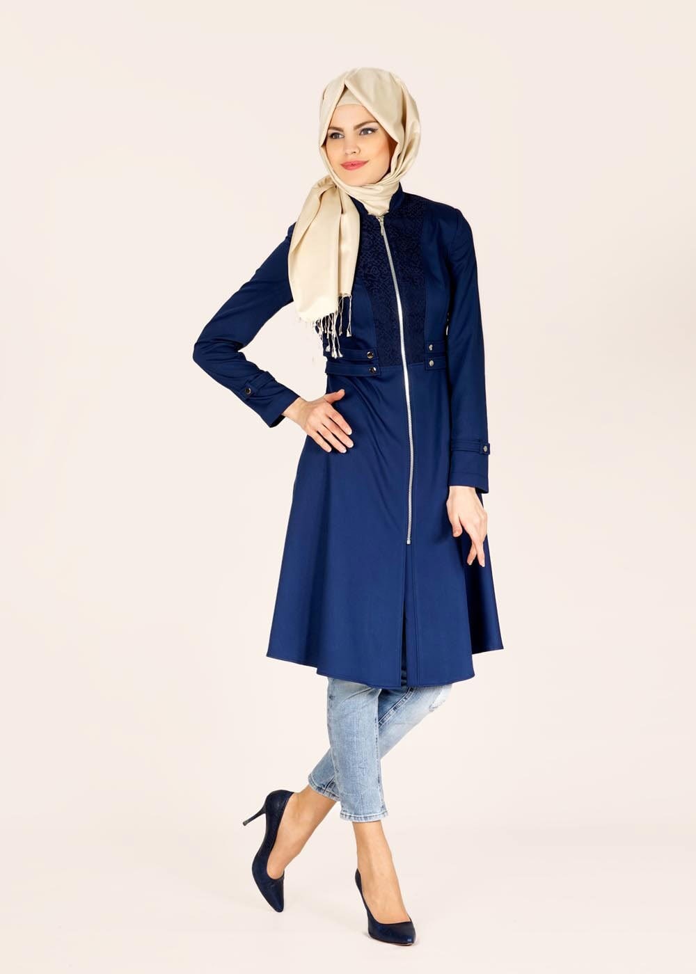 Tesettür giyim LACİVERT 1503 Summer Tesettür Trenc