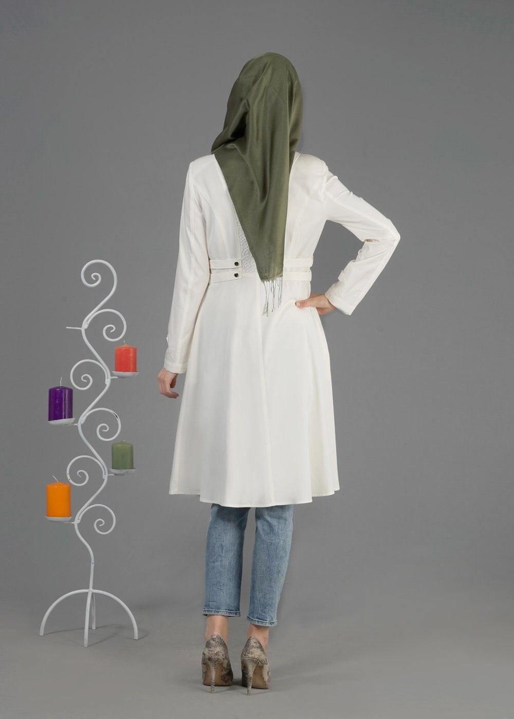 Tesettür giyim BEYAZ 1503 Summer Tesettür Trenc