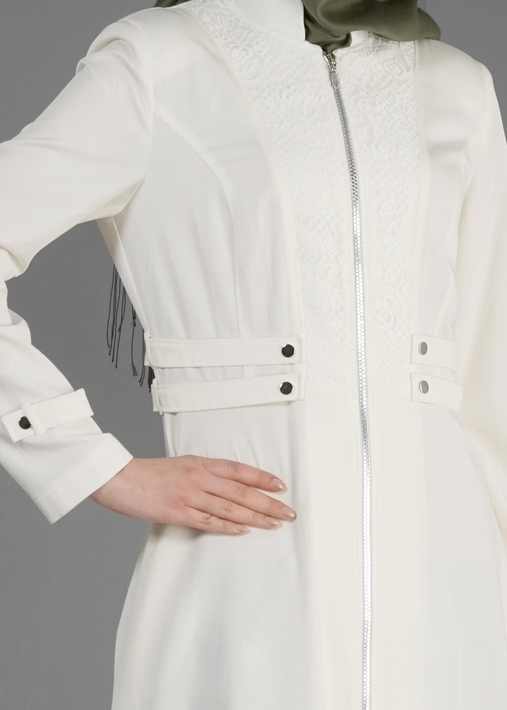 Tesettür giyim BEYAZ 1503 Summer Tesettür Trenc