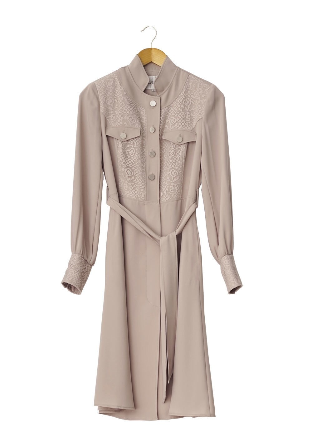 Tesettür giyim BEJ İŞLEME DETAYLI DÜĞMELİ TRENÇKOT 1504