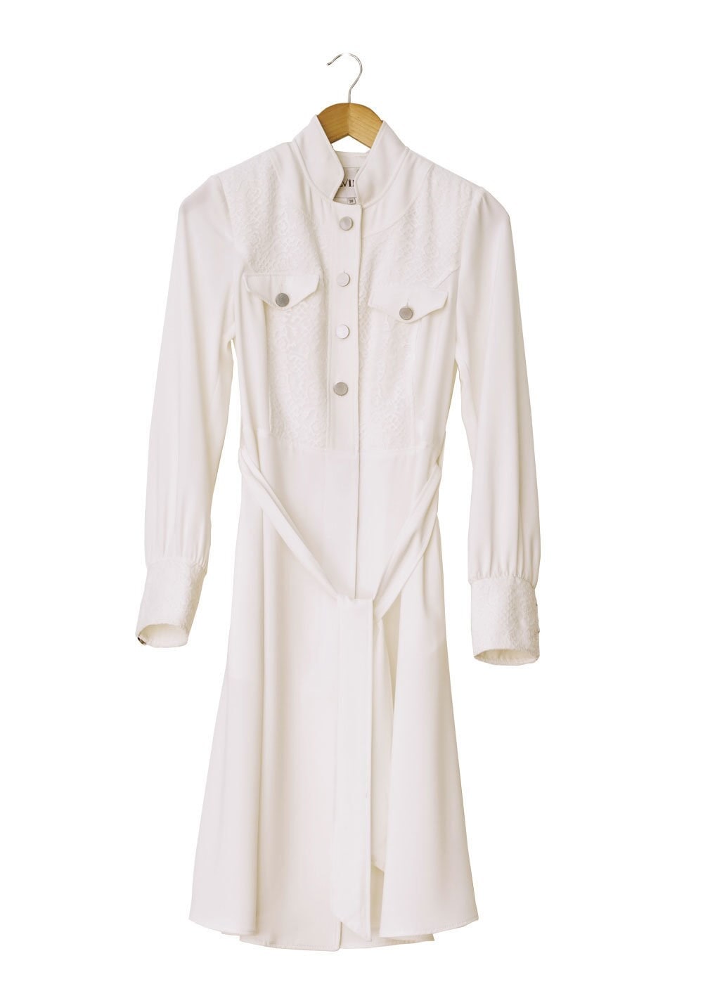 Tesettür giyim BEYAZ İŞLEME DETAYLI DÜĞMELİ TRENÇKOT 1504