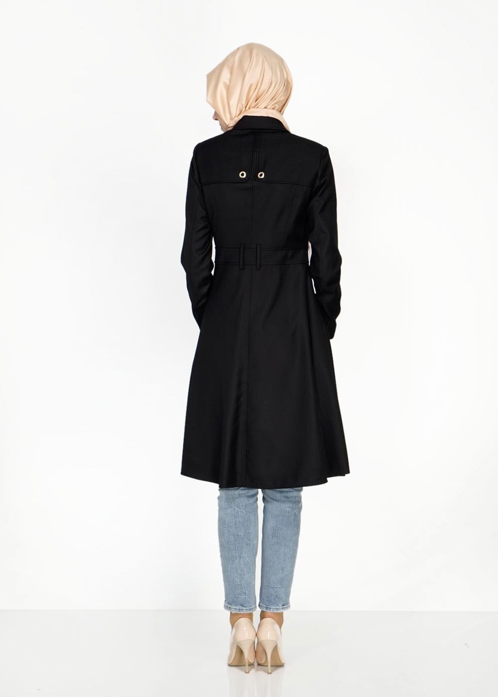 Tesettür giyim SİYAH 1505 Crista Tesettür Trench