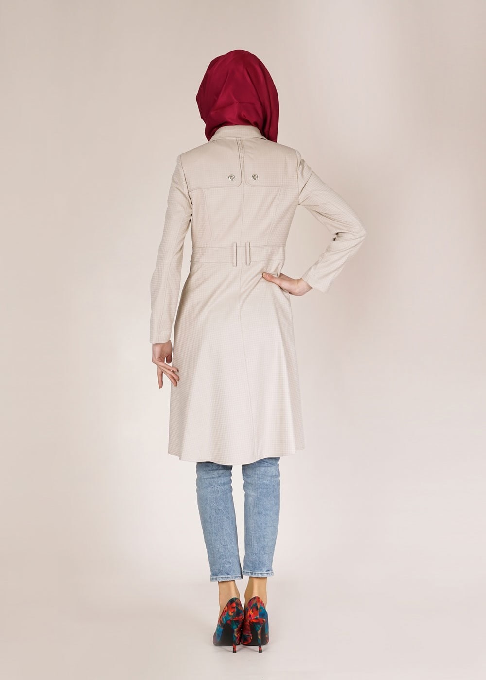 Tesettür giyim BEJ 1505 Crista Tesettür Trench