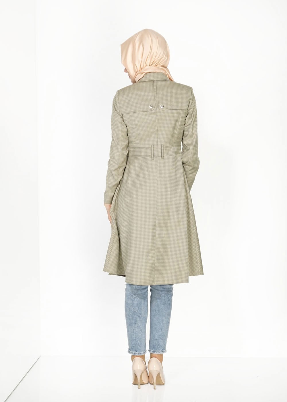 Tesettür giyim HAKİ 1505 Crista Tesettür Trench