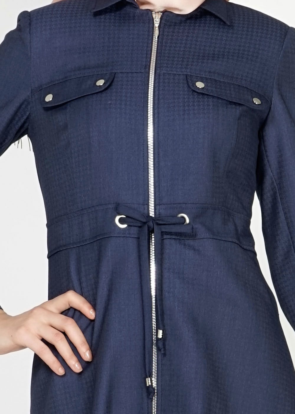 Tesettür giyim LACİVERT 1505 Crista Tesettür Trench