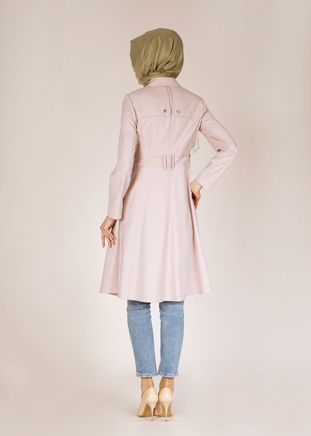 Tesettür giyim PUDRA 1505 Crista Tesettür Trench