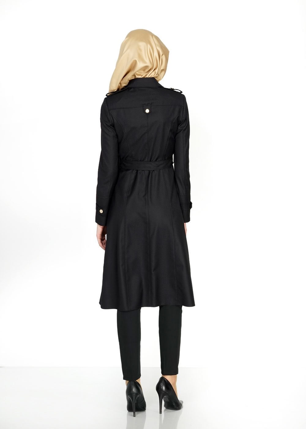 Tesettür giyim SİYAH 1506 Crista Tesettür Trench