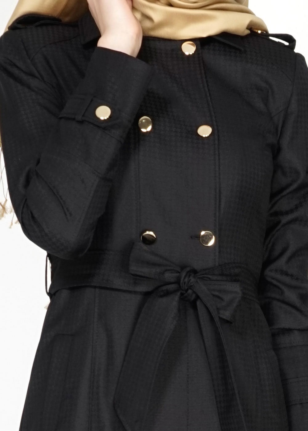 Tesettür giyim SİYAH 1506 Crista Tesettür Trench