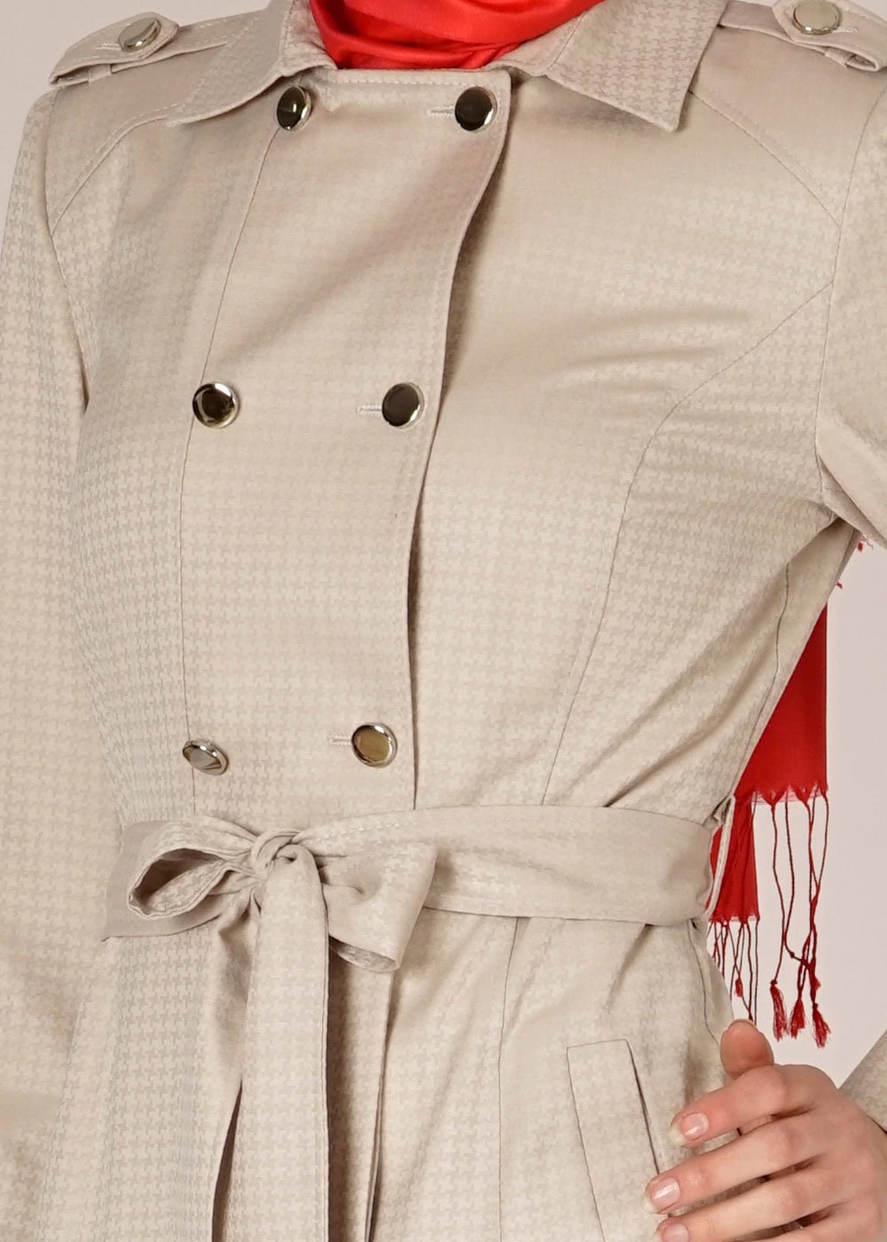 Tesettür giyim BEJ 1506 Crista Tesettür Trench