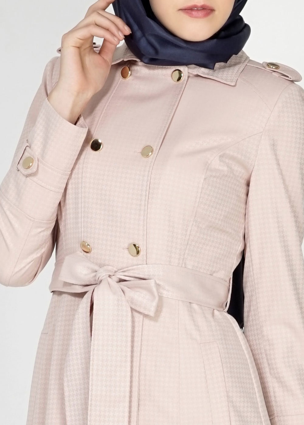 Tesettür giyim PUDRA 1506 Crista Tesettür Trench