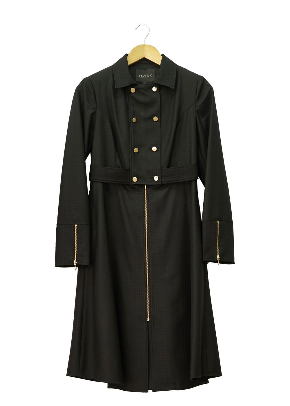 Tesettür giyim SİYAH DÜĞME DETAYLI FERMUARLI TRENÇKOT 1507