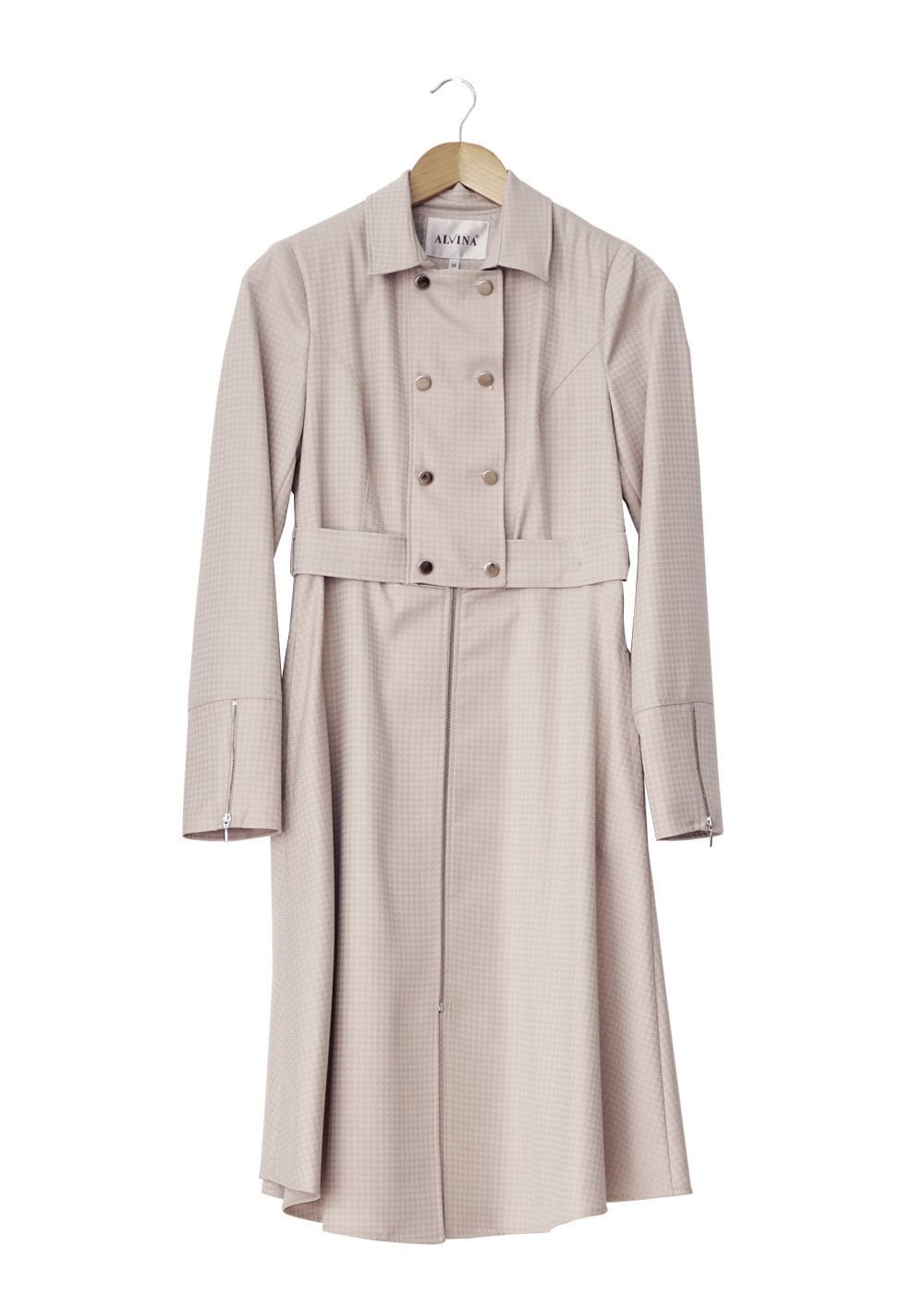 Tesettür giyim BEJ DÜĞME DETAYLI FERMUARLI TRENÇKOT 1507