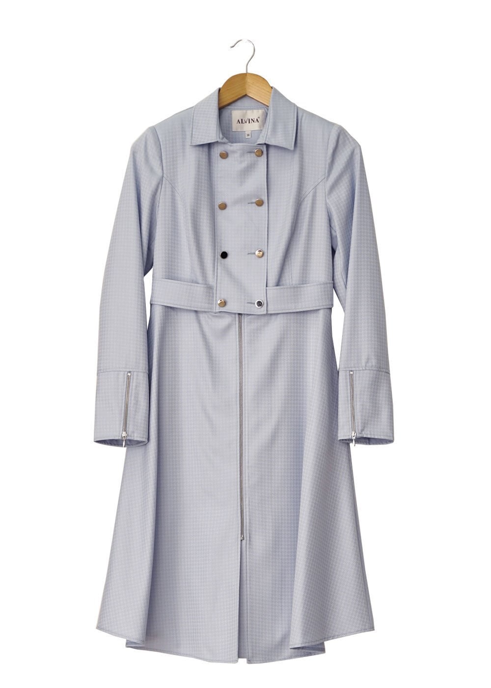 Tesettür giyim MAVİ DÜĞME DETAYLI FERMUARLI TRENÇKOT 1507