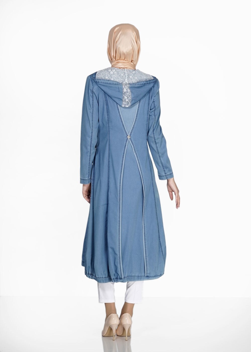 Tesettür giyim MAVİ 1512 Benin Tesettür Trench