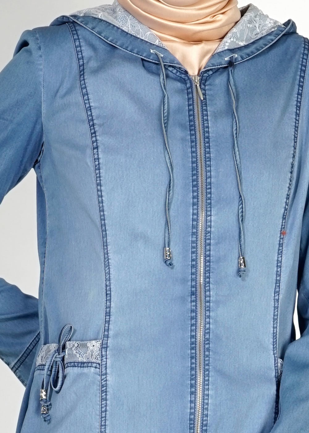 Tesettür giyim MAVİ 1512 Benin Tesettür Trench