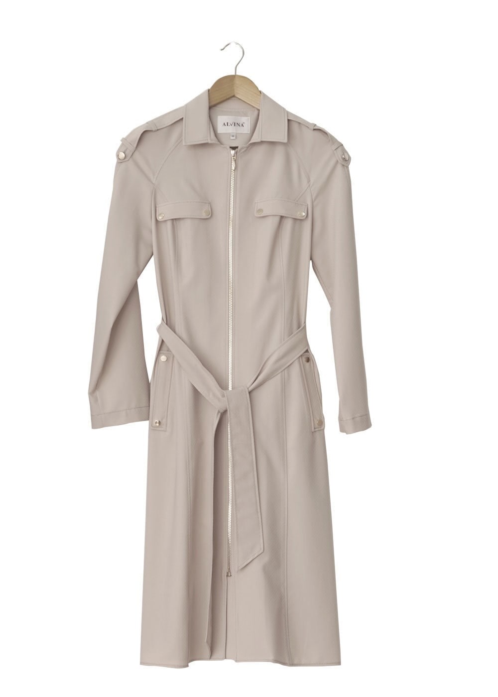 Tesettür giyim BEJ FERMUARLI CEP DETAYLI TRENÇKOT 1515